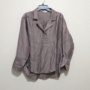 LA MINE DOR Asymmetrical Pullover metallic tan Blouse size M
